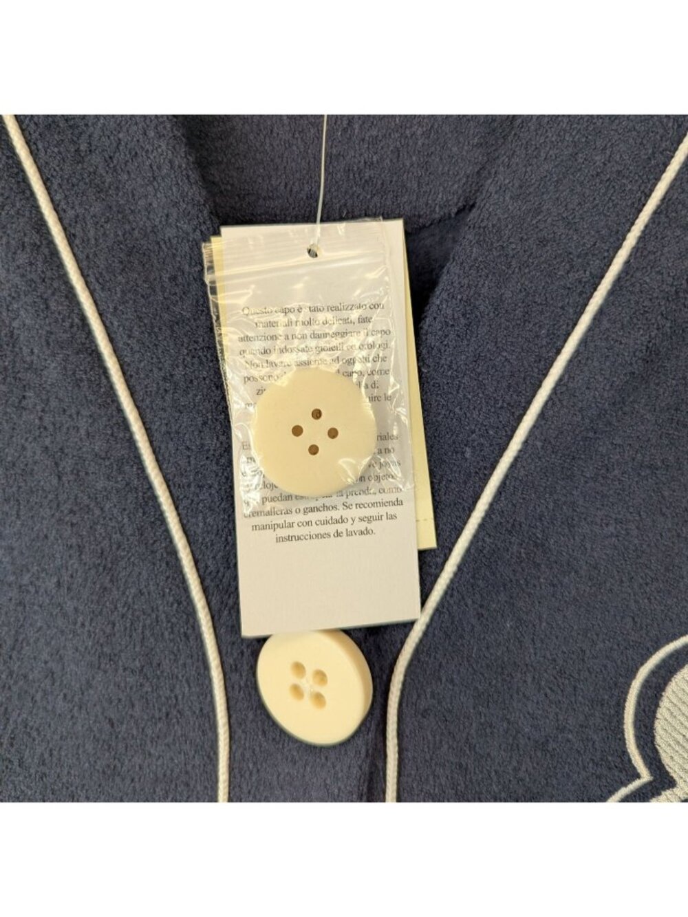 GUESS Womens Medium Navy Blue Fleece Varsity Cardigan Raquelle Button NWT - Picture 4 of 8